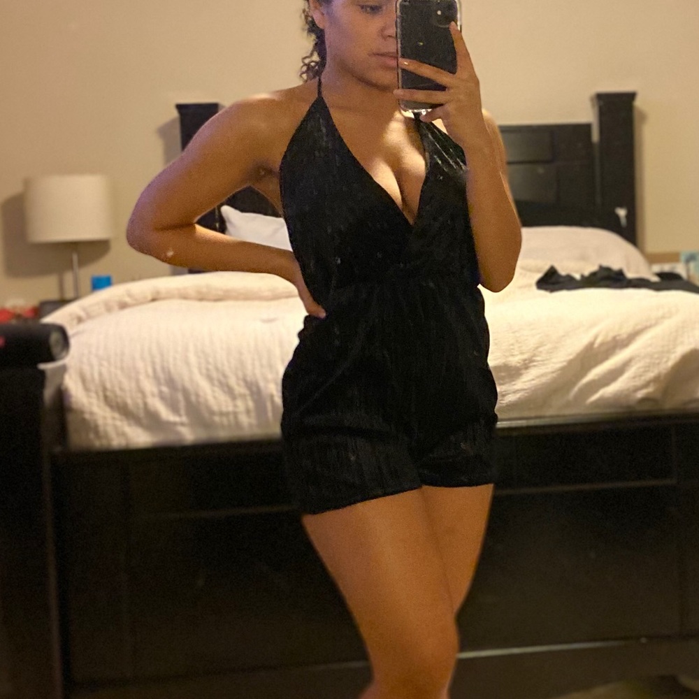 Black velvet romper